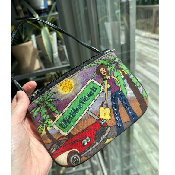 Vintage Y2k Chic NYC Malibu Beach California LA Vibes Beaded Sequin Mini Handbag - Picture 4 of 7